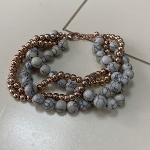 Gold and Marbled Stone Bracelet